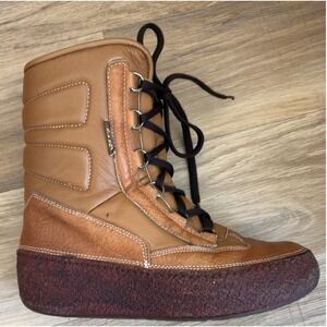RARE Vintage Dival Yeti Winter Italian‎ Leather & Wool Boots Size 8